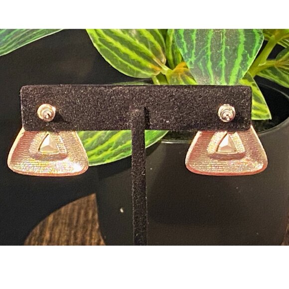 NEW, NEVER WORN Triangular Stud Earrings - Picture 3 of 4